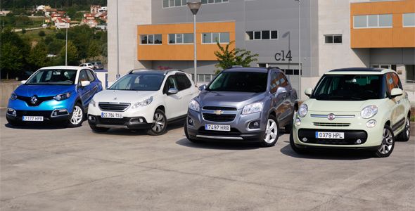 Prueba comparativa SUV: Chevrolet Trax, Fiat 500L, Peugeot 2008 y Renault Captur Prueba comparativa SUV: Chevrolet Trax, Fiat 500L, Peugeot 2008 y Renault Captur