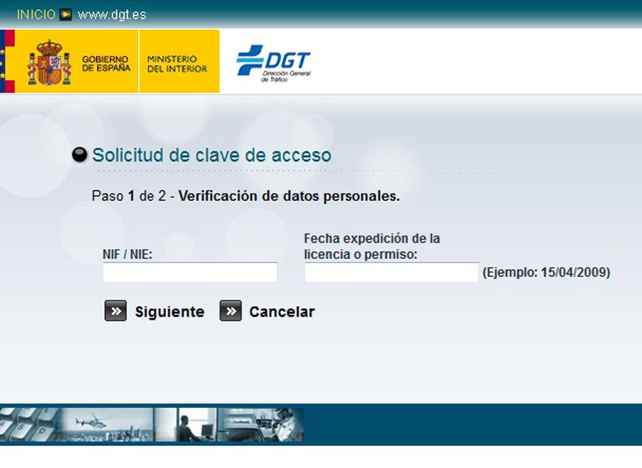 Rellenamos los datos para verificar la cuenta y poder acceder a la consulta de puntos.