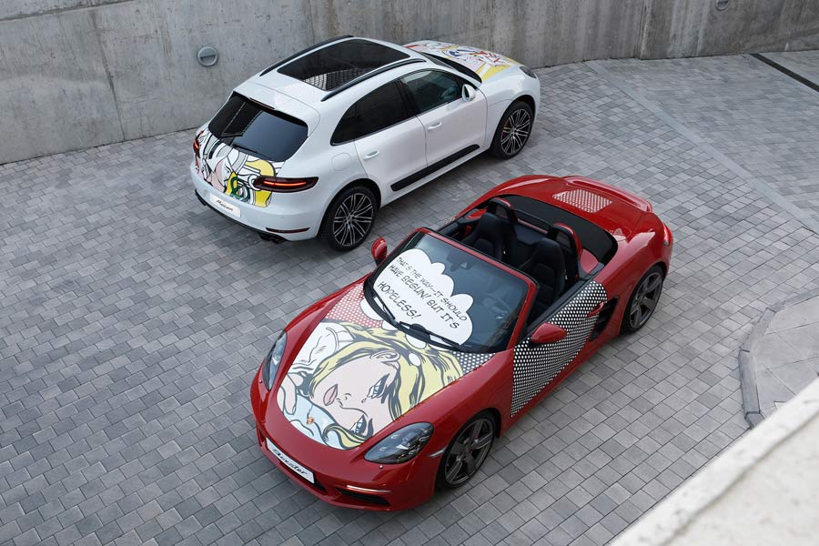Un 718 Boxter y un Macan con vinilos de Lichtenstein acompañarán al convoy artístico.