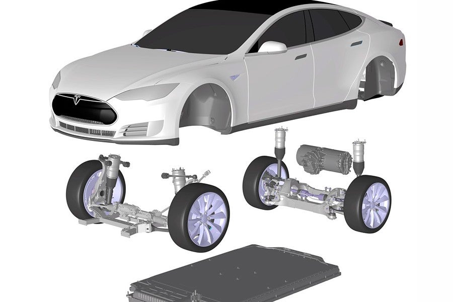 Esquema técnico del Tesla Model S.