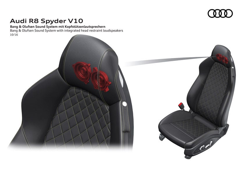 Altavoces ubicados en el asiento del Audi R8
