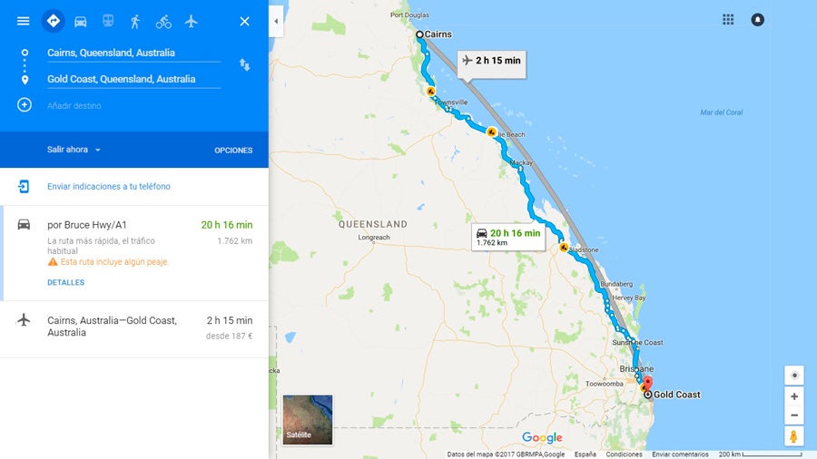 Recorrido de la "Autopista eléctrica"