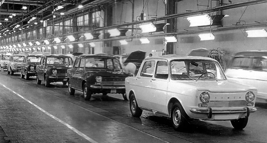 Cadena de producción de los SIMCA 100 en Villlaverde.