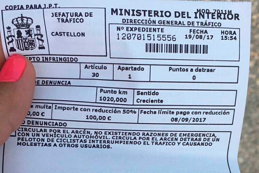Copia de la multa.