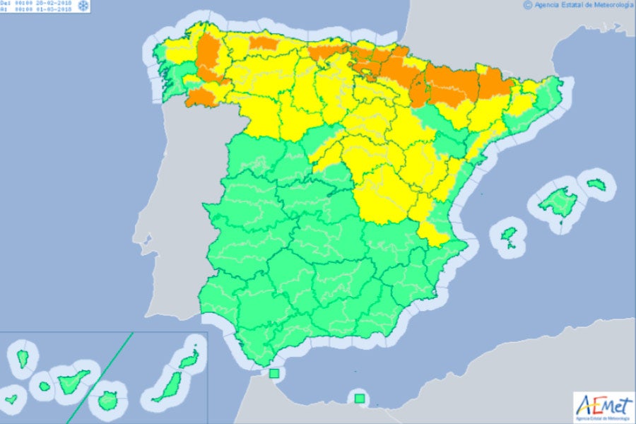 Previsión para el miércoles 28 de febrero.