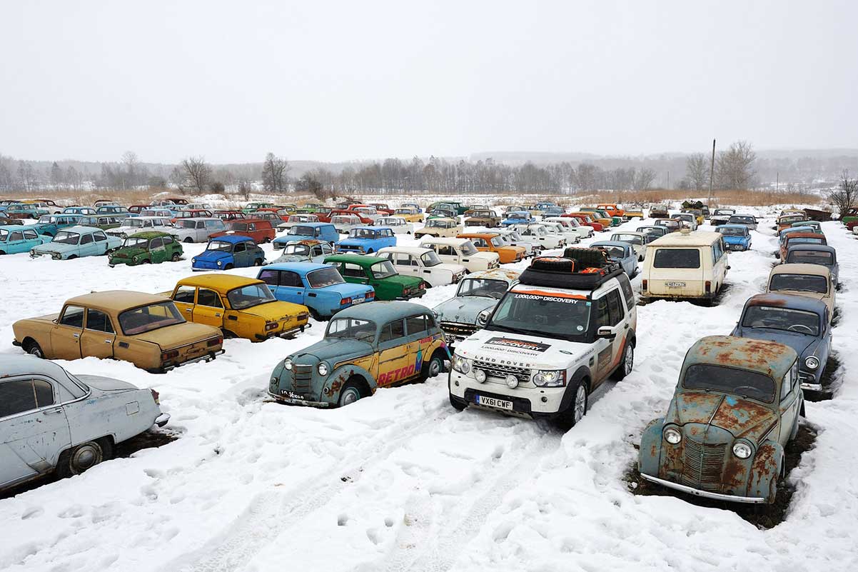 Vista de la colección de coches soviéticos de Mijaíl Krasinets